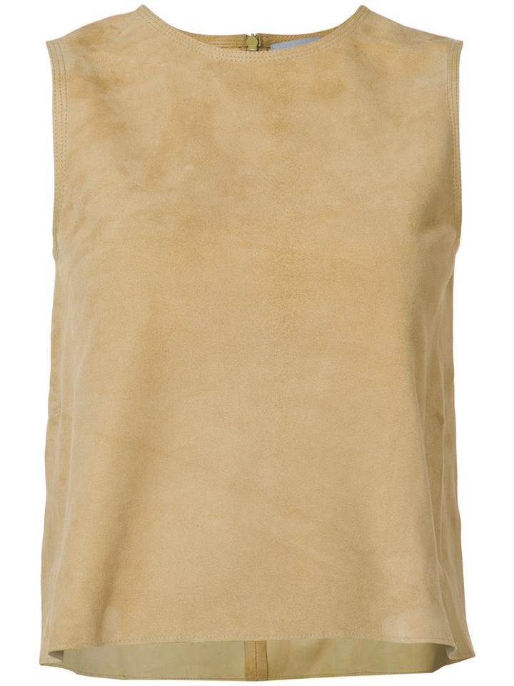 Vince - Sleeveless Top - Women - Lamb Skin - Xs, Brown, Lamb Skin