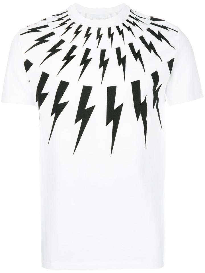 Neil Barrett - Lightning Bolt T-shirt - Men - Cotton - M, White, Cotton