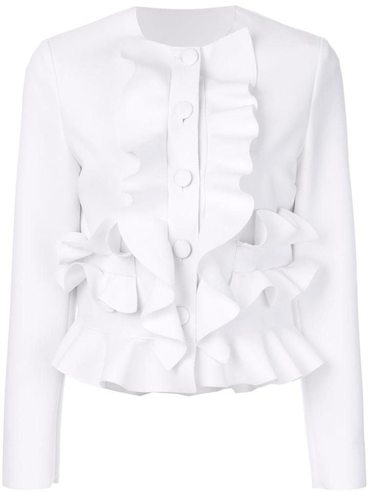 Msgm Oversized Ruffle Trim Shirt - White