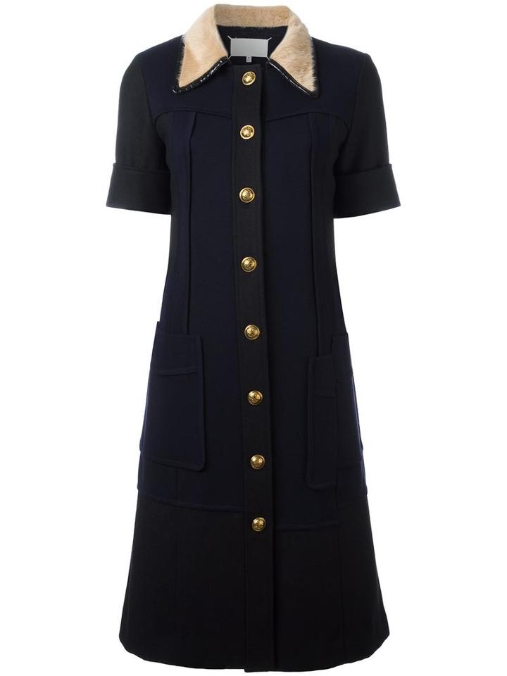 Maison Margiela Fur Collar Shirt Dress, Women's, Size: 42, Black, Wool/alpaca