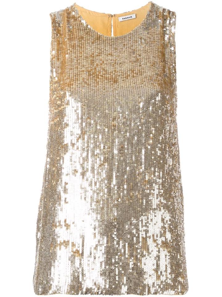 P.a.r.o.s.h. Sequined Sleeveless Blouse, Women's, Size: Medium, Grey, Viscose/pvc