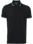 Emporio Armani Contrast Stripe Polo Shirt, Men's, Size: Large, Black, Cotton/polyester
