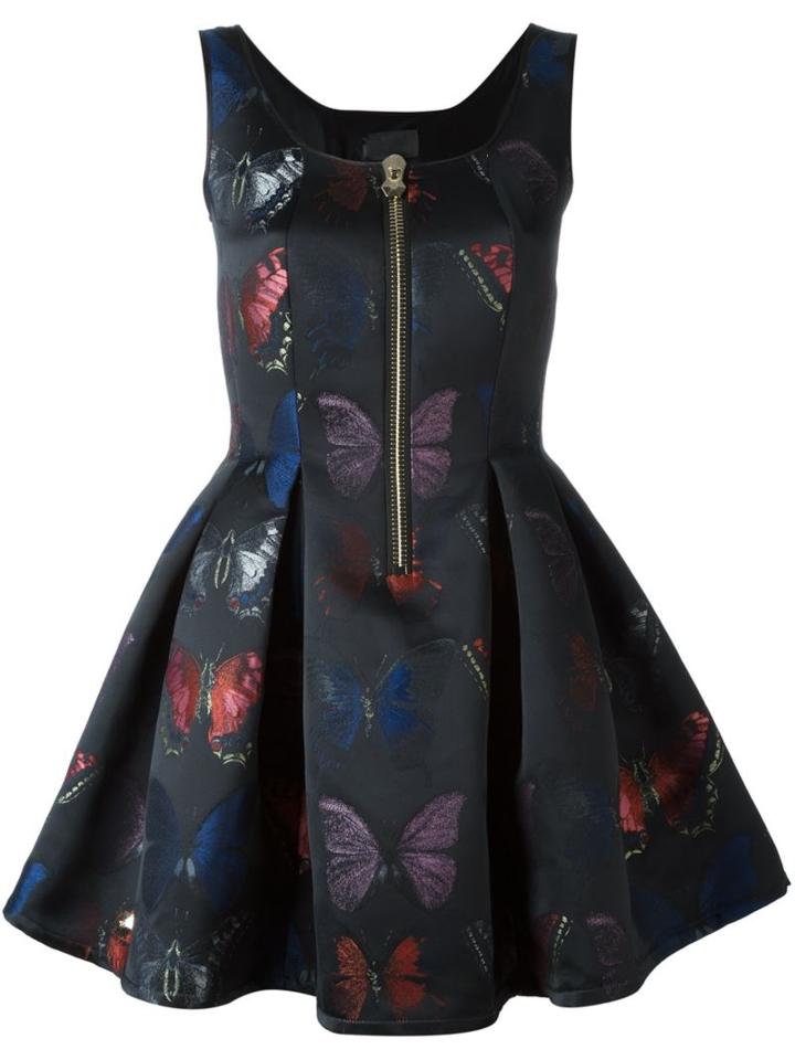 Philipp Plein 'blissful' Butterfly Jacquard Dress, Women's, Size: Xs, Black, Polyester/polyamide