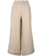 Daniela Gregis Cropped Wide-leg Trousers, Women's, Nude/neutrals, Linen/flax