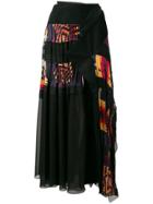 Sacai Navajo-style Pleated Wrap Skirt - Black