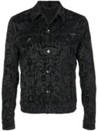 Dolce & Gabbana Tonal Baroque Pattern Denim Jacket - Black