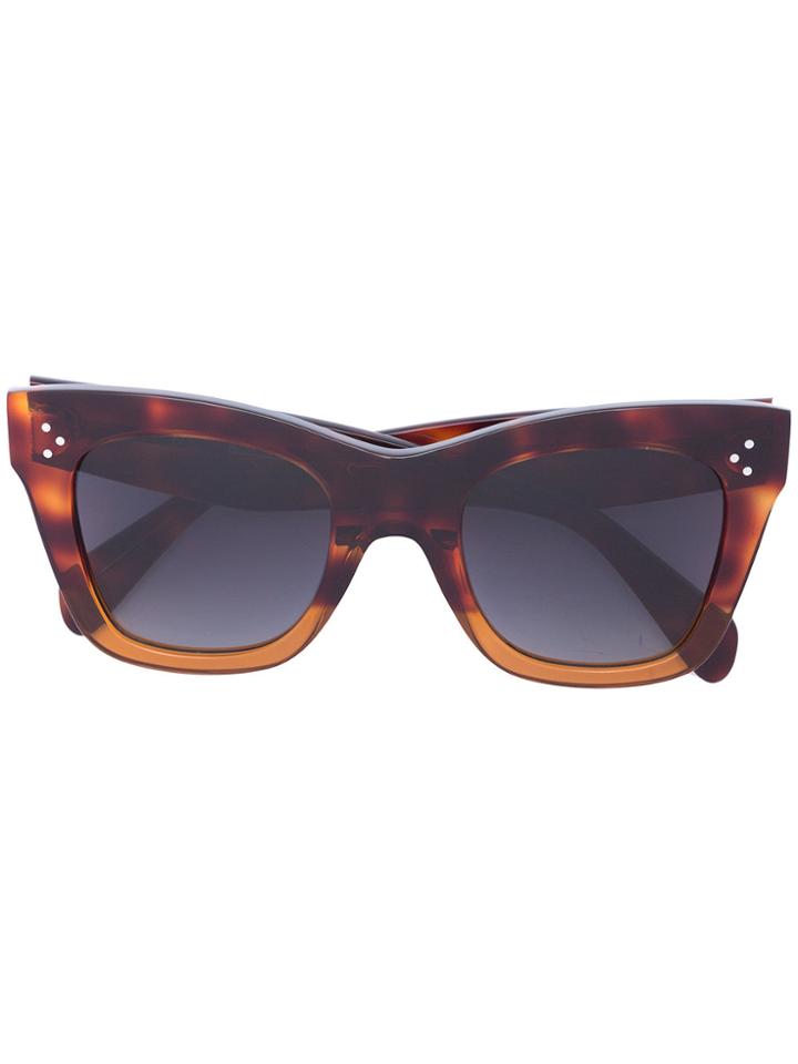 Céline Eyewear Chunky Frame Sunglasses - Brown