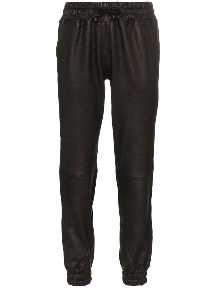 Lot Lthr Slim Leg Leather Track Pants - Black