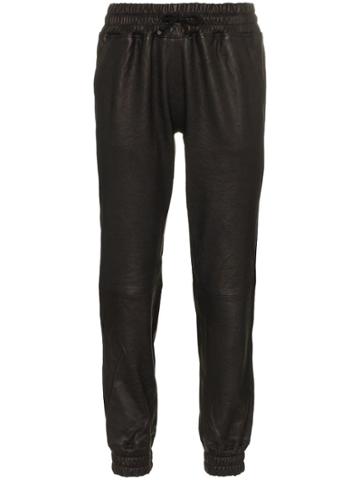 Lot Lthr Slim Leg Leather Track Pants - Black