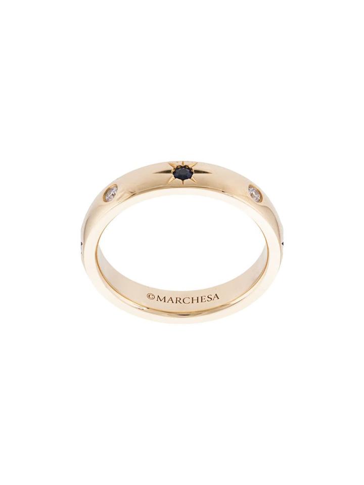 Marchesa 18kt Yellow Gold, Sapphire And Diamond Wedding Band