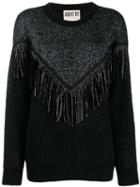 Aniye By Fringed-panel Knit Sweater - Black