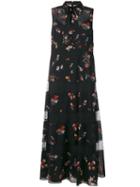 Red Valentino Floral Print Shirt Dress, Women's, Size: 42, Black, Silk/spandex/elastane/polyester