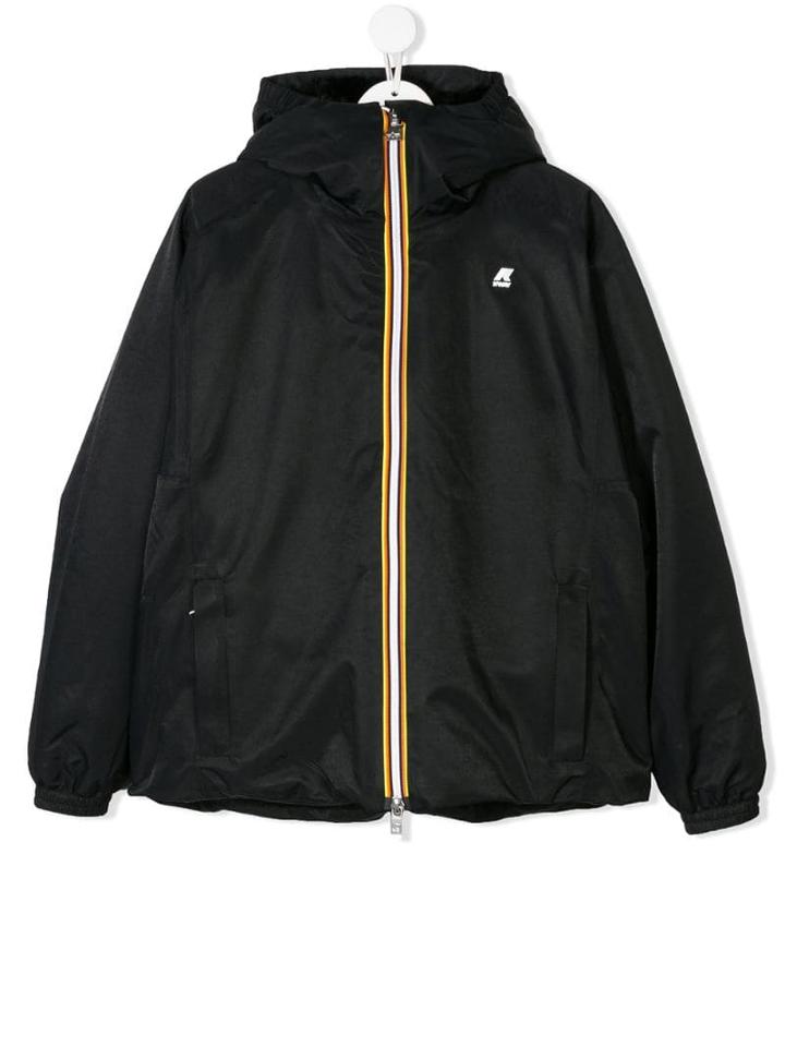 K Way Kids Logo Zipped Jacket - Black