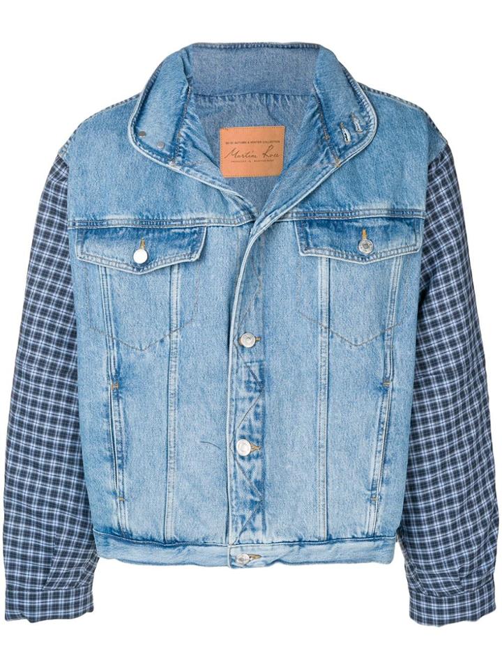 Martine Rose Checked Denim Jacket - Blue