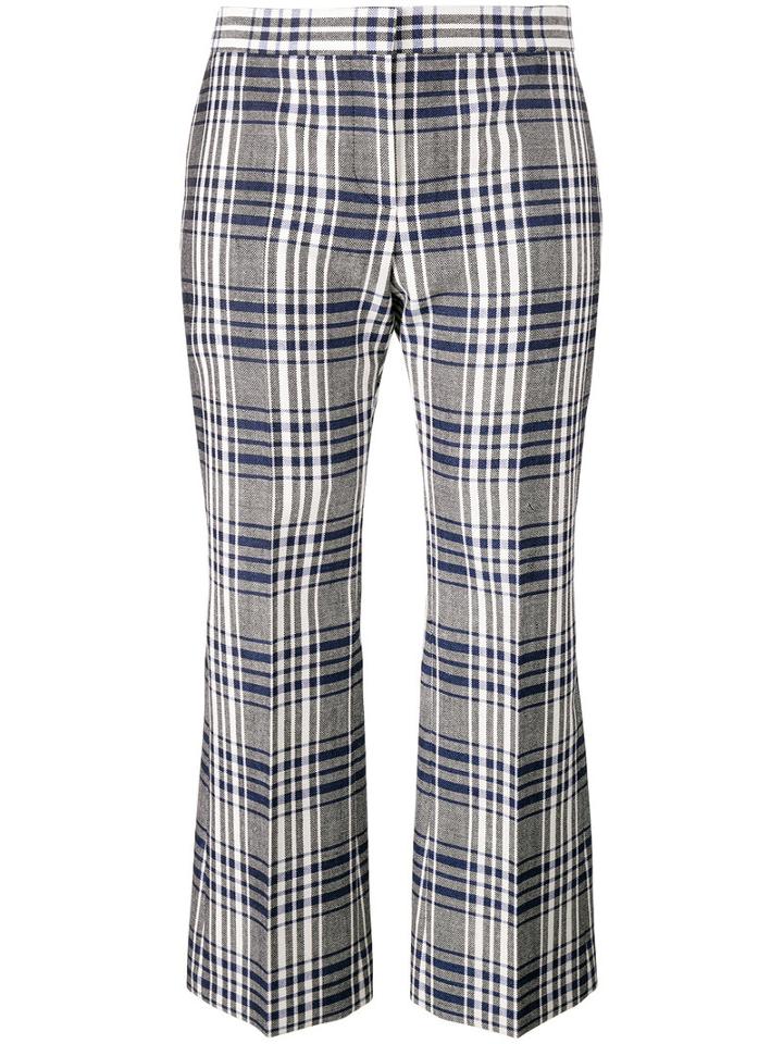 Alexander Mcqueen Checked Cropped Trousers, Women's, Size: 40, Blue, Virgin Wool/cupro