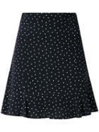 For Love And Lemons Polka Dot Mini Skirt, Women's, Size: Medium, Black, Viscose/rayon/polyester/spandex/elastane