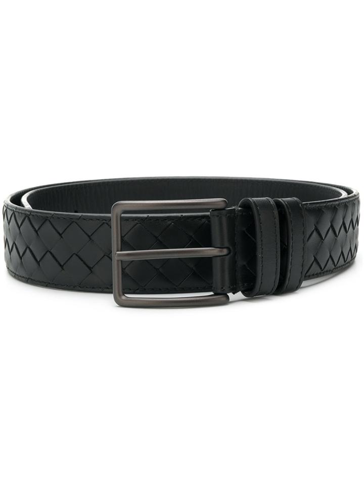 Bottega Veneta Intrecciato Leather Belt - Black