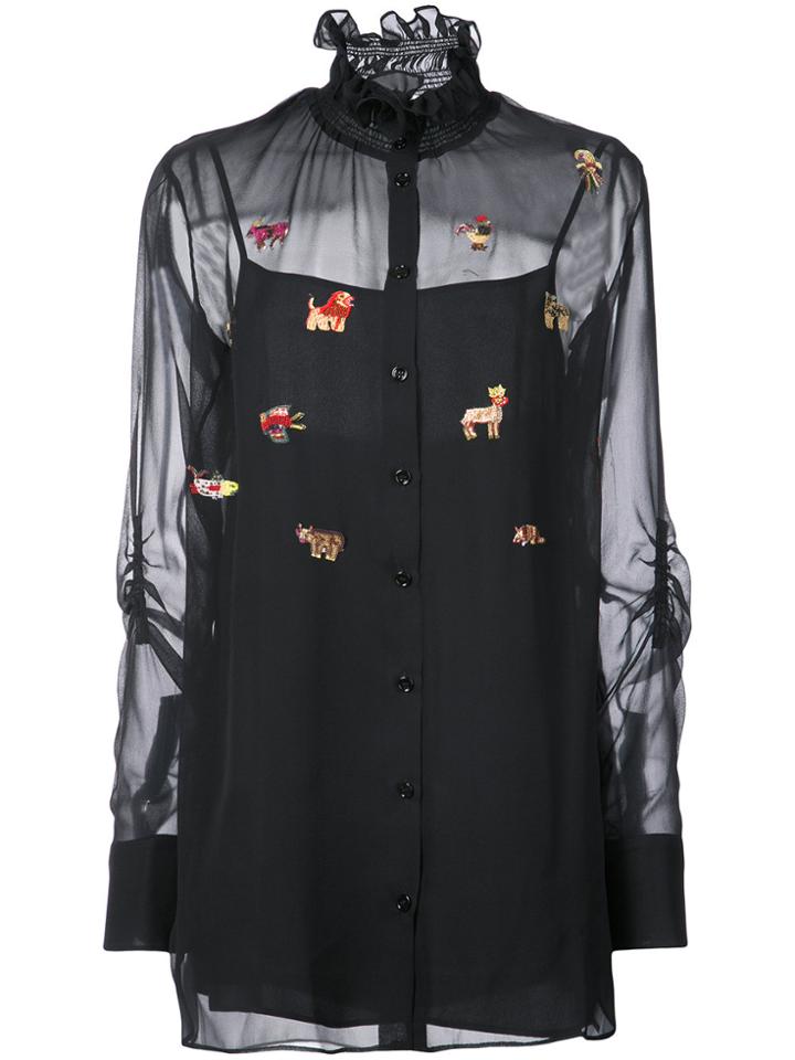 Carven Smocked Collar Blouse - Black