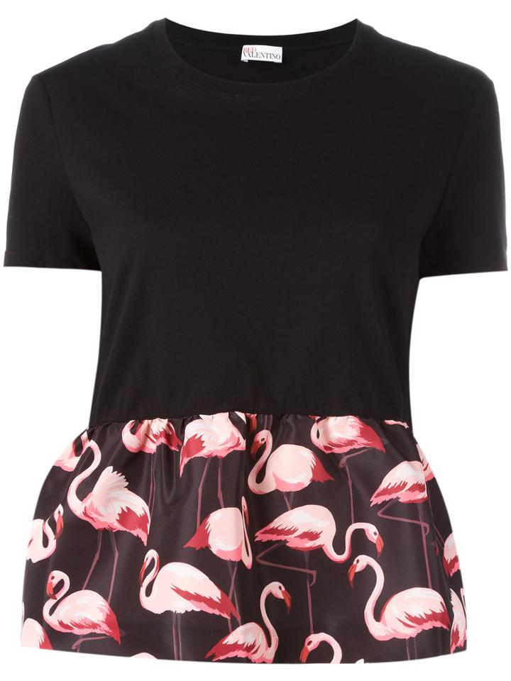Red Valentino Flamingo Panel T-shirt, Women's, Size: Medium, Black, Cotton/polyester