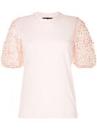 Markus Lupfer Embellished Sheer Sleeves T-shirt - Pink