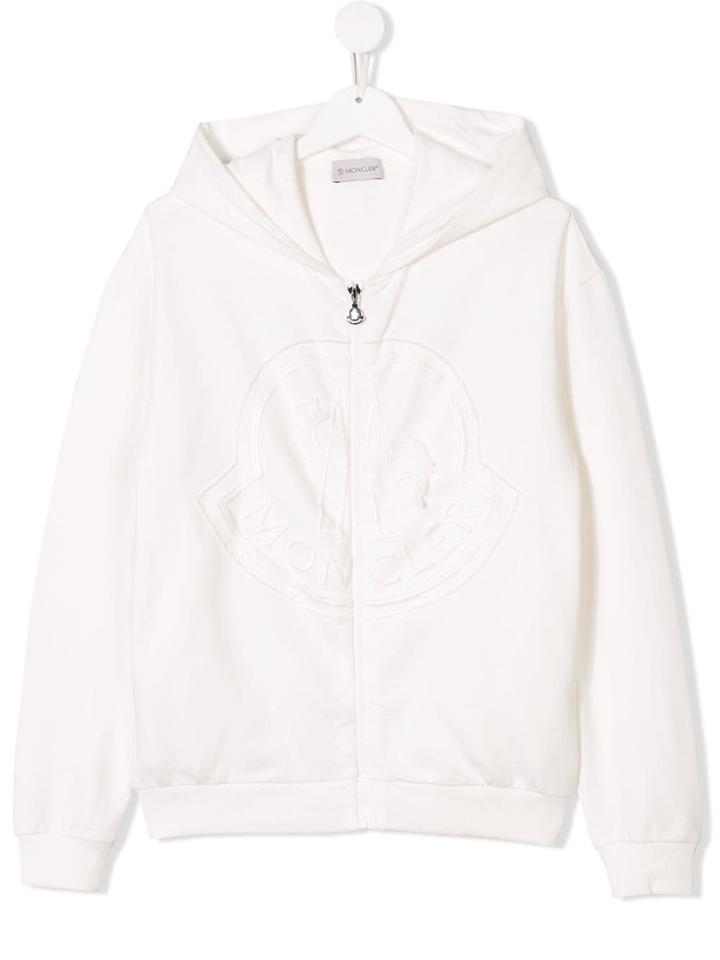 Moncler Kids Teen Logo Hoodie - White