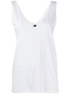 Bassike Plunging Neck Tank Top - White