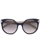Prada Eyewear - 'triangle' Sunglasses - Women - Acetate - 55, Black, Acetate