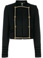 Just Cavalli - Contrast Fitted Jacket - Women - Polyamide/polyester/acetate/virgin Wool - 44, Black, Polyamide/polyester/acetate/virgin Wool