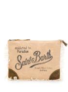 Mc2 Saint Barth Logo Zipped Clutch - Neutrals