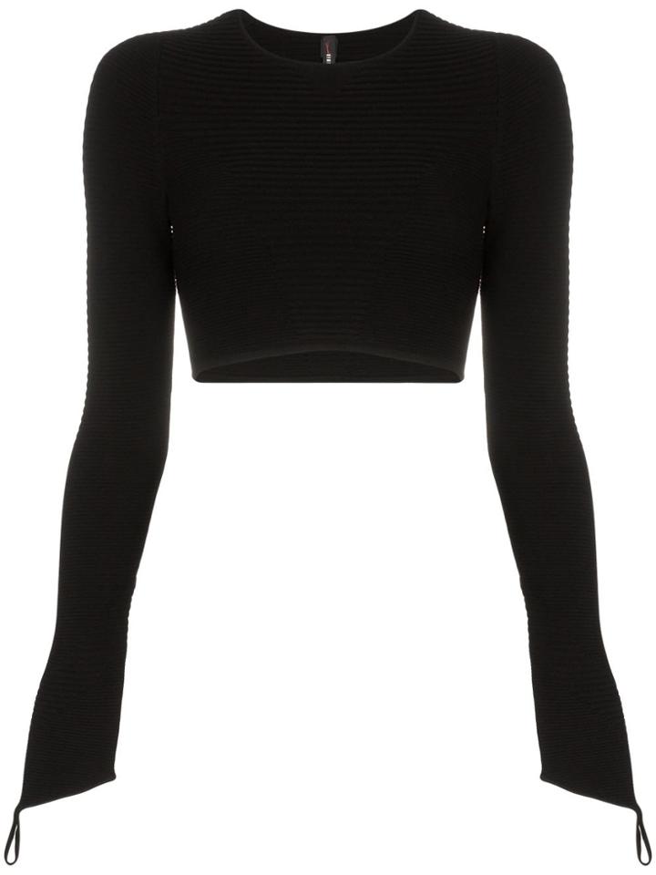 Adam Selman Sport Ribbed Knit Crop Top - Black