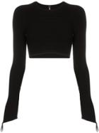 Adam Selman Sport Ribbed Knit Crop Top - Black