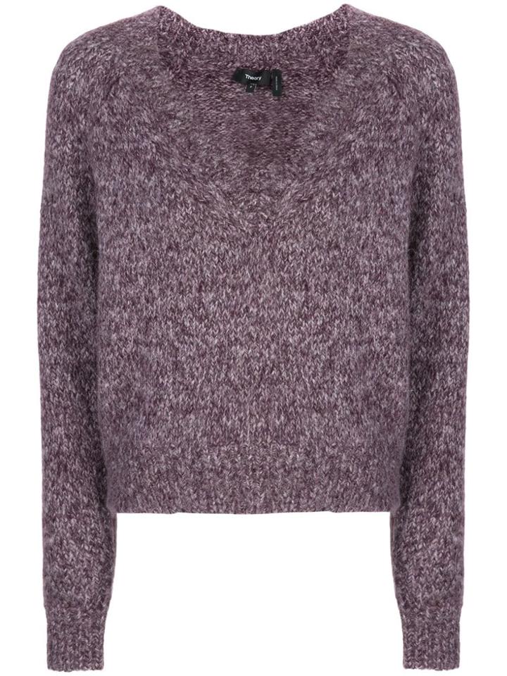 Theory V-neck Jumper - Purple