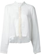 Lost & Found Rooms Semi Sheer Cropped Shirt, Women's, Size: Small, White, Cotton