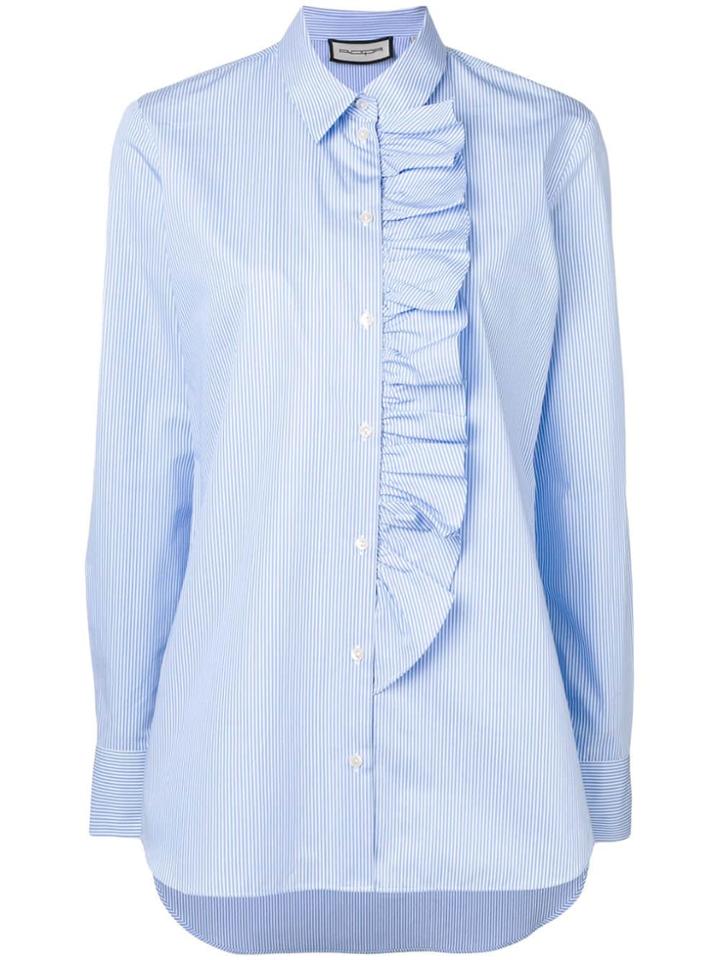Roqa Ruffle Detail Striped Shirt - Blue