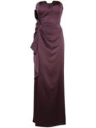 Aidan Mattox Ruffled Strapless Gown - Purple