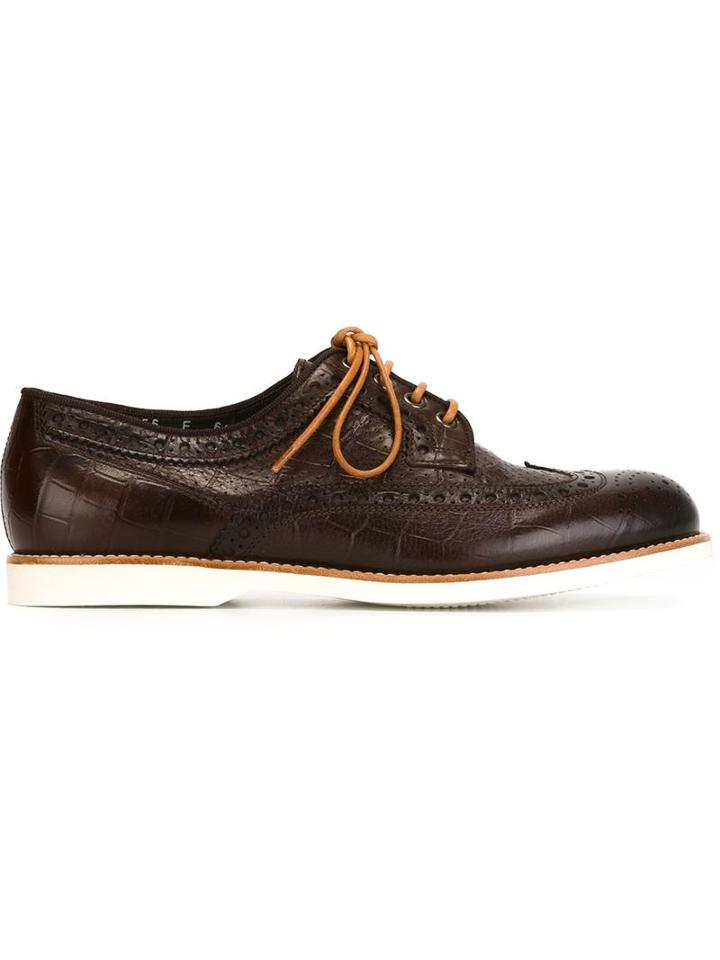 Santoni Crocodile Effect Derby Shoes
