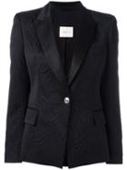 Pierre Balmain - One Button Blazer - Women - Cotton/polyester/rayon/satin - 40, Black, Cotton/polyester/rayon/satin
