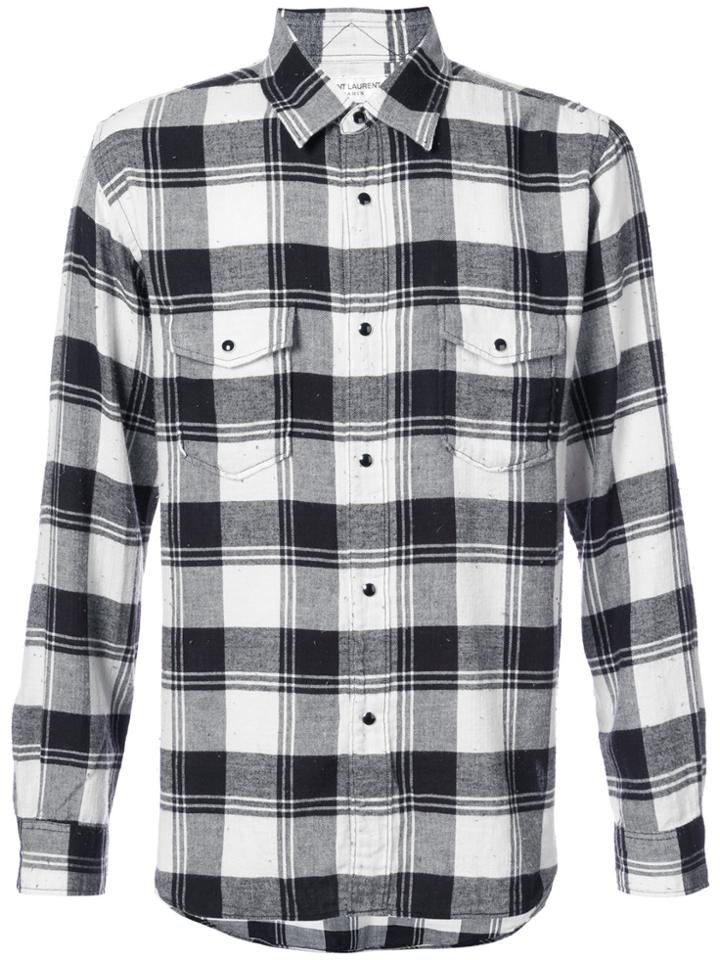 Saint Laurent Plaid Shirt - White