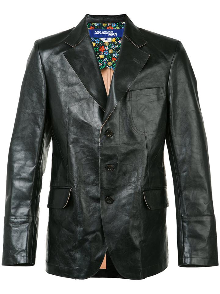 Junya Watanabe Comme Des Garçons Man - Flap Pockets Leather Blazer - Men - Cupro/horse Leather - M, Black, Cupro/horse Leather