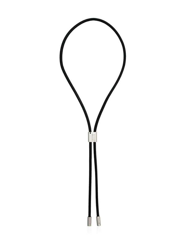 Ambush Black Embossed Silver Clasp Leather Bolo Tie