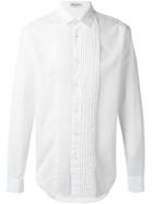 Saint Laurent Pleated Bib Shirt, Size: 40, White, Cotton