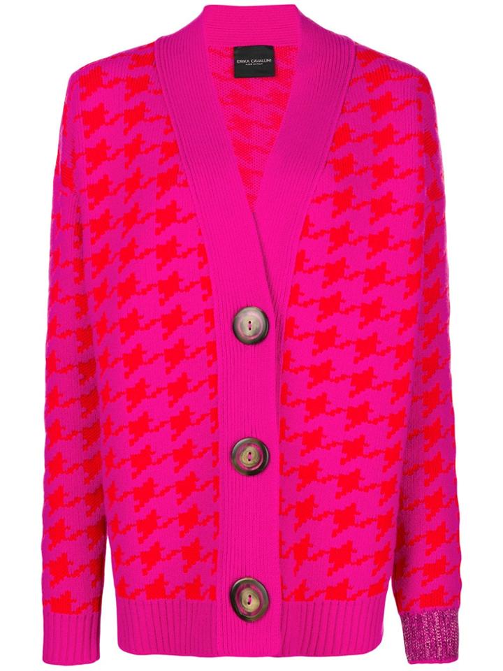 Erika Cavallini Houndstooth Cardigan - Pink