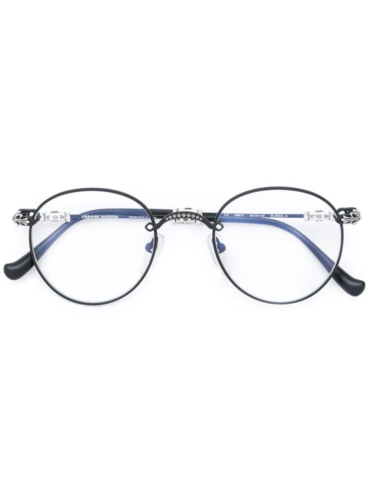 Chrome Hearts Round Frame Glasses - Black