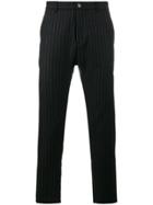 Lot78 Pinstripe Tapered Trousers - Black