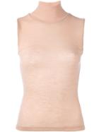 T By Alexander Wang Sheer Ribbed Sleeveless Turtleneck - Pink & Purple