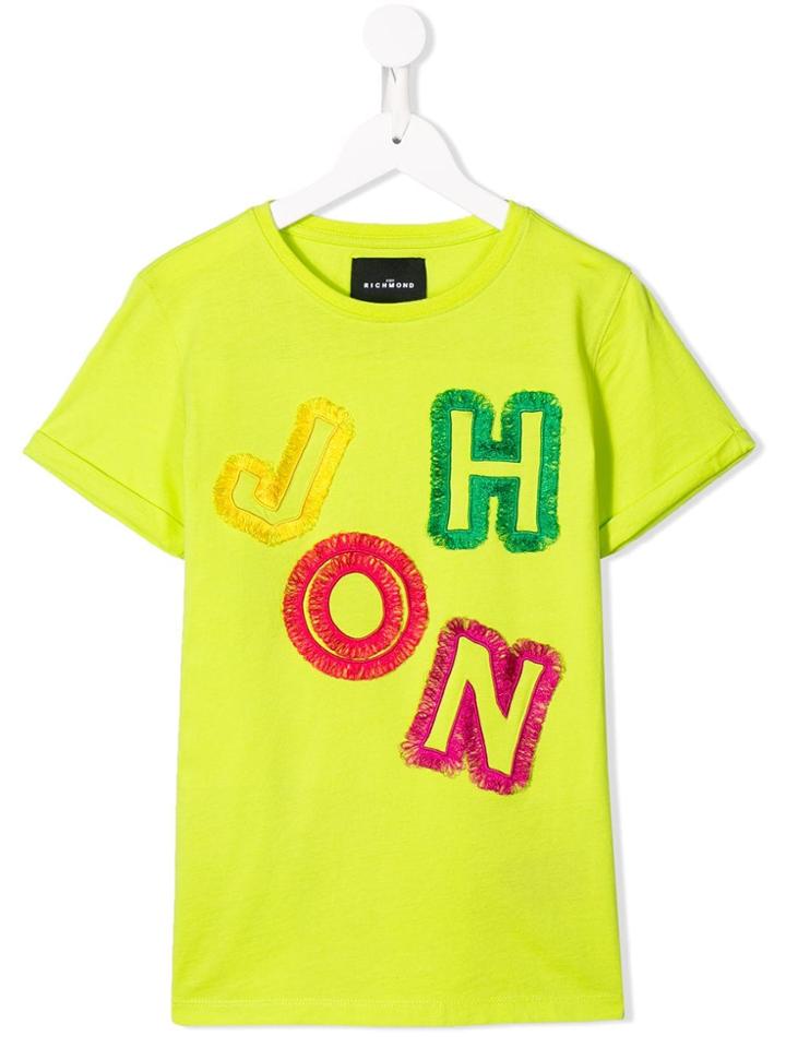 John Richmond Junior Teen Embroidered Logo T-shirt - Yellow