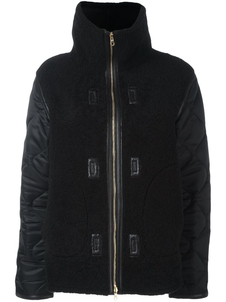 Rag & Bone Zip Up Jacket, Women's, Size: Small, Black, Lamb Skin/sheep Skin/shearling/nylon/polyester