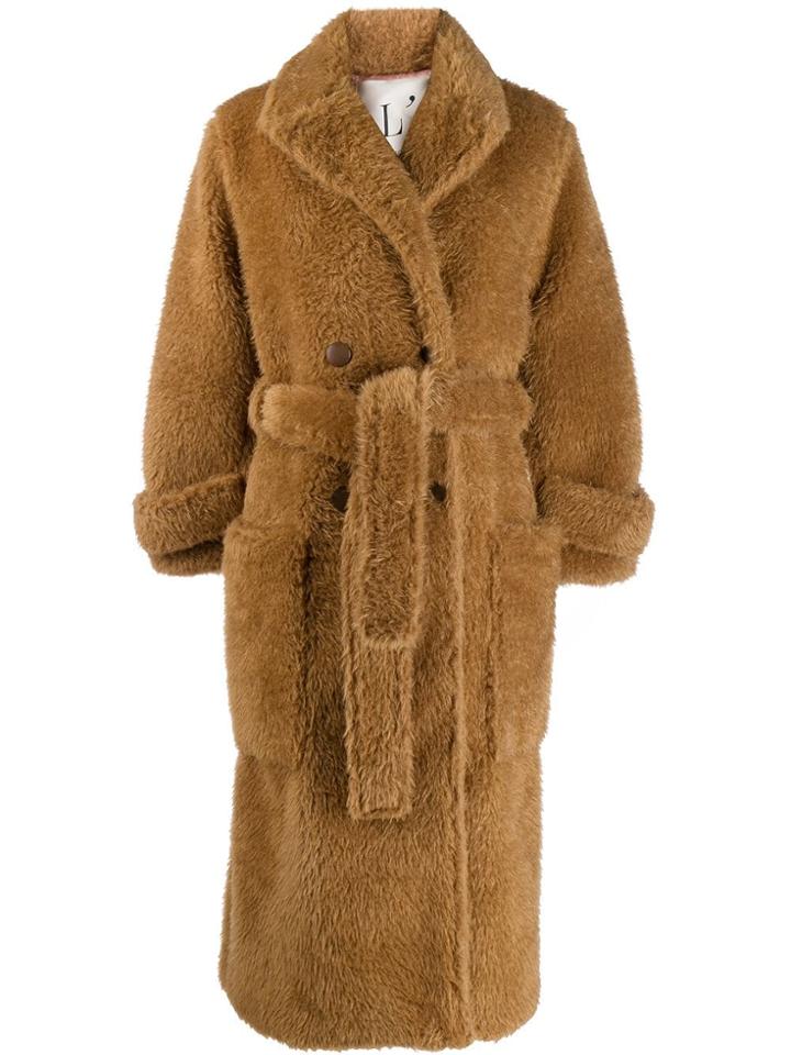 L'autre Chose Belted Single-breasted Coat - Brown