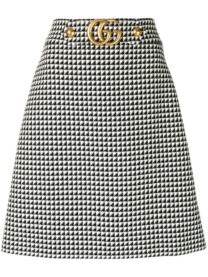 Gucci - Gg Logo A-line Skirt - Women - Polyamide/wool - 44, Black, Polyamide/wool