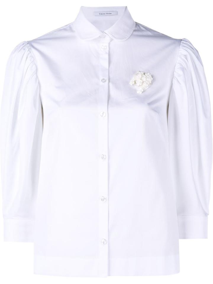 Simone Rocha Cotton Poplin Shirt With Floral Embellishment